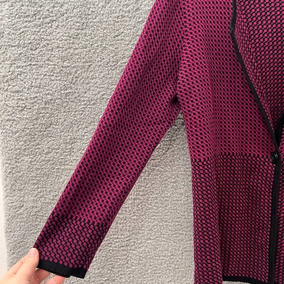 PENDLETON Womens Cardigan Purple Black Dot One Button Sweater L Large Preppy - Picture 3 of 8